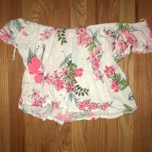 Floral off the shoulder shirt